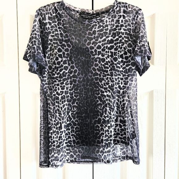 Dorothy Perkins Animal Print Short Sleeve Mesh Top, Size US 8 - Picture 1 of 5
